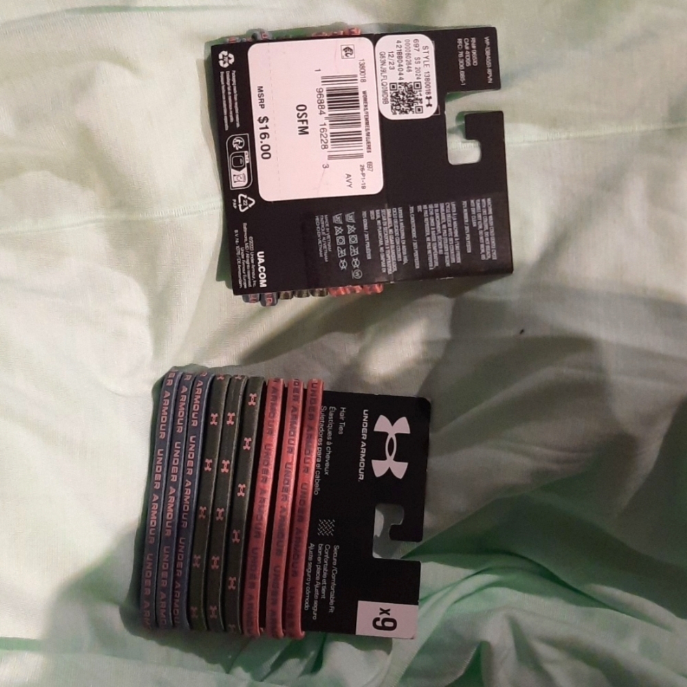 NWT AUTHENTIC GENUINE UNDER ARMOUR HAIR TIES WRIST BANDS LOT OF 9 PINKS GREENS